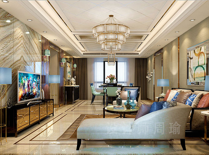 911huangsewangzhan世纪江尚三室两厅168平装修设计效果欣赏